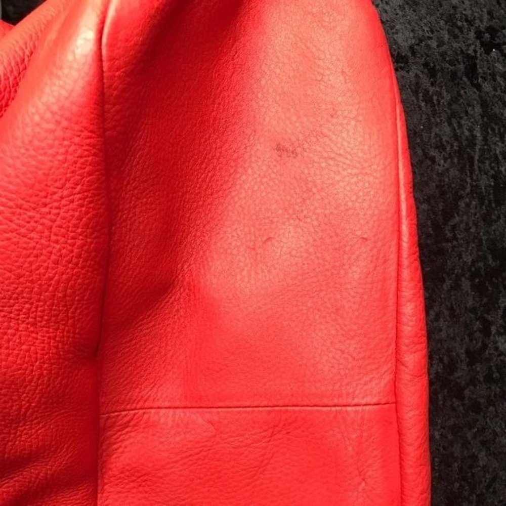 Elliott Lucca Coral Red Leather Boho Shoulder Bag - Picture 7 of 8